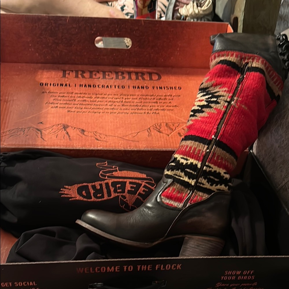 Freebird Women’s  Vibrant Red and Black Western Boots